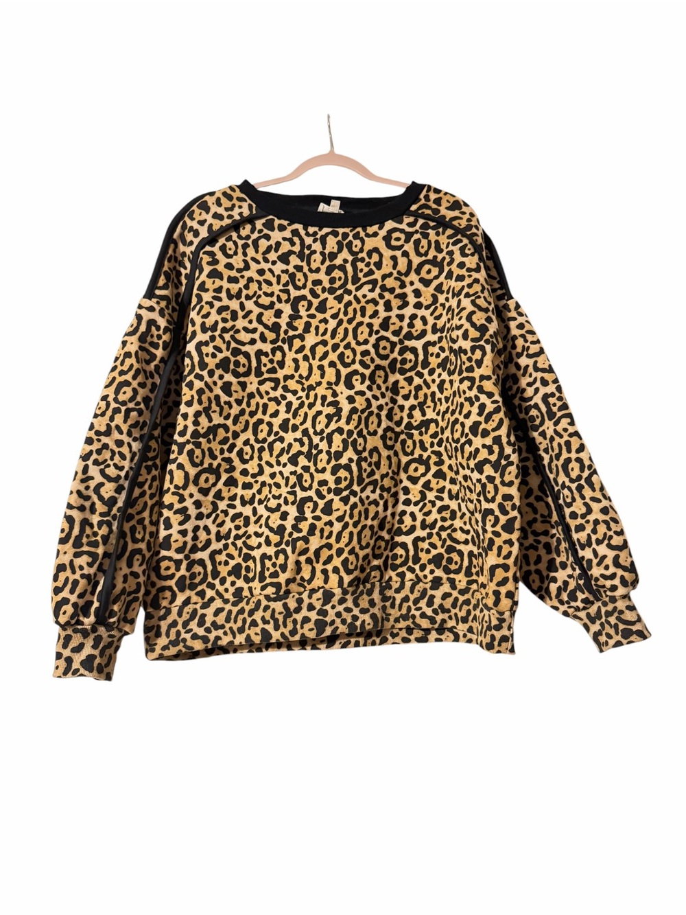 BiBi Leopard Print Scoopneck Sweater in Tan and Black